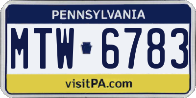 PA license plate MTW6783
