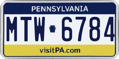 PA license plate MTW6784
