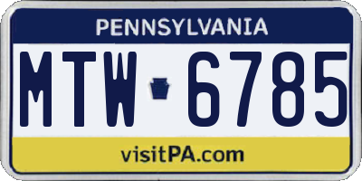 PA license plate MTW6785