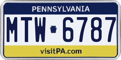 PA license plate MTW6787