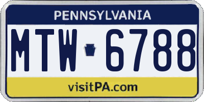 PA license plate MTW6788