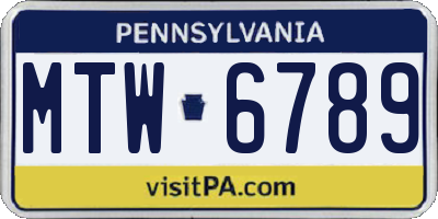 PA license plate MTW6789
