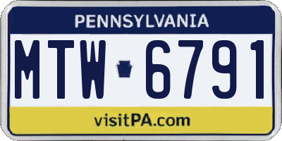PA license plate MTW6791