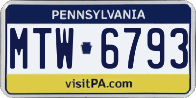PA license plate MTW6793