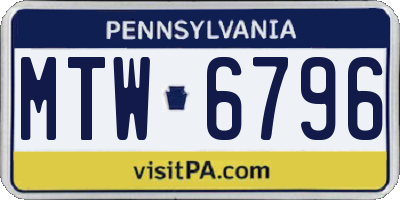 PA license plate MTW6796