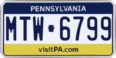 PA license plate MTW6799