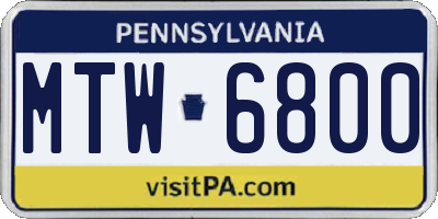 PA license plate MTW6800