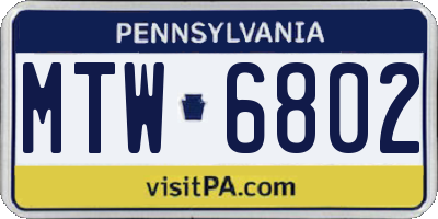 PA license plate MTW6802