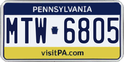 PA license plate MTW6805