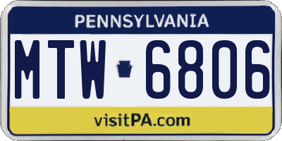 PA license plate MTW6806