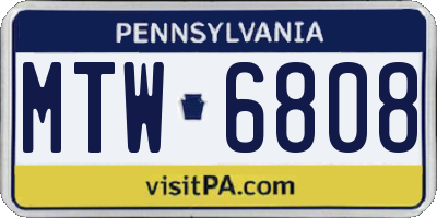 PA license plate MTW6808