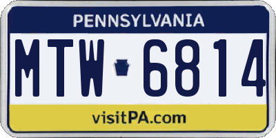 PA license plate MTW6814