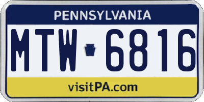PA license plate MTW6816