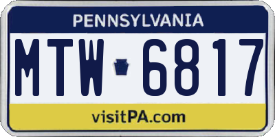 PA license plate MTW6817