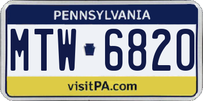 PA license plate MTW6820