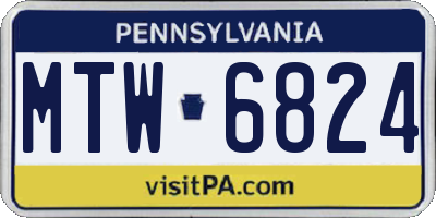 PA license plate MTW6824