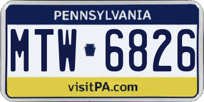 PA license plate MTW6826