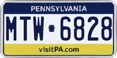 PA license plate MTW6828