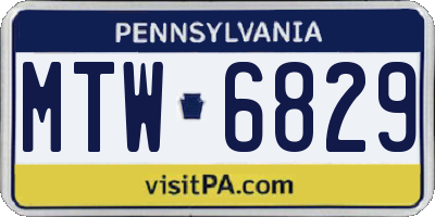 PA license plate MTW6829