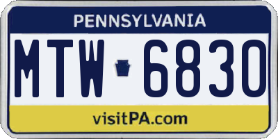PA license plate MTW6830