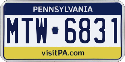 PA license plate MTW6831