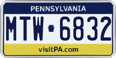 PA license plate MTW6832