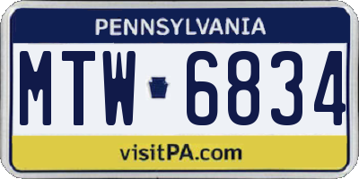 PA license plate MTW6834
