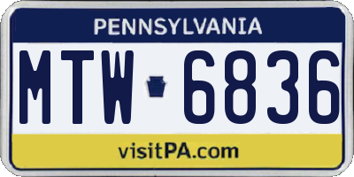 PA license plate MTW6836