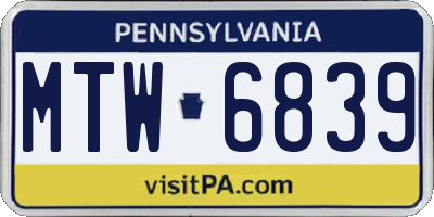 PA license plate MTW6839