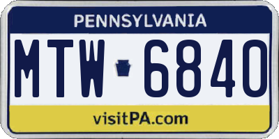 PA license plate MTW6840