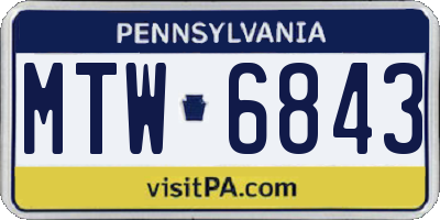 PA license plate MTW6843
