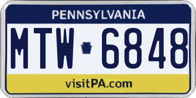 PA license plate MTW6848