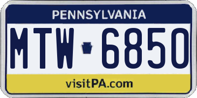 PA license plate MTW6850