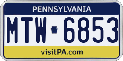 PA license plate MTW6853
