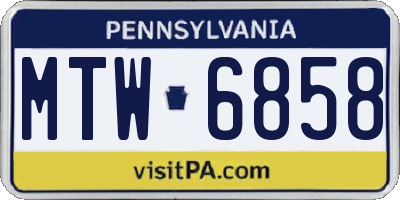 PA license plate MTW6858