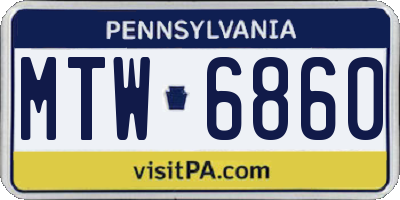 PA license plate MTW6860