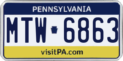 PA license plate MTW6863