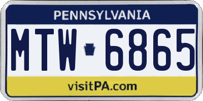 PA license plate MTW6865