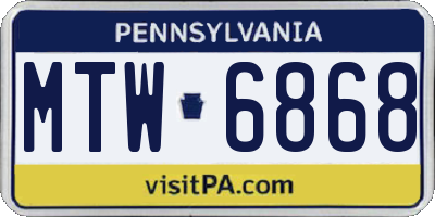 PA license plate MTW6868