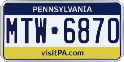 PA license plate MTW6870