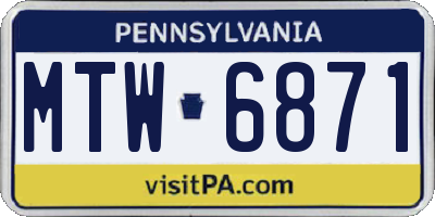 PA license plate MTW6871