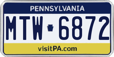 PA license plate MTW6872