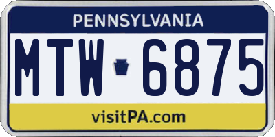 PA license plate MTW6875