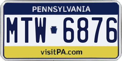 PA license plate MTW6876