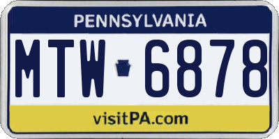 PA license plate MTW6878