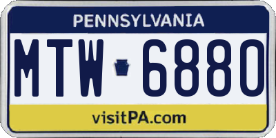 PA license plate MTW6880