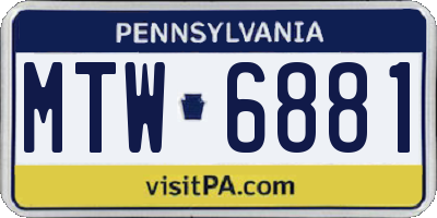 PA license plate MTW6881