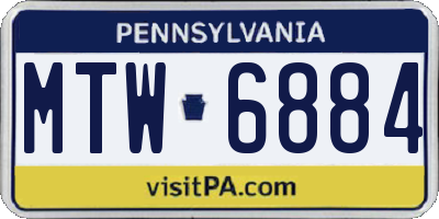 PA license plate MTW6884