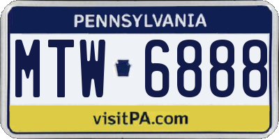 PA license plate MTW6888