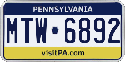 PA license plate MTW6892